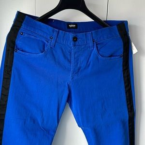 NWT Hudson royal blue and black tuxedo jeans. Size 34.